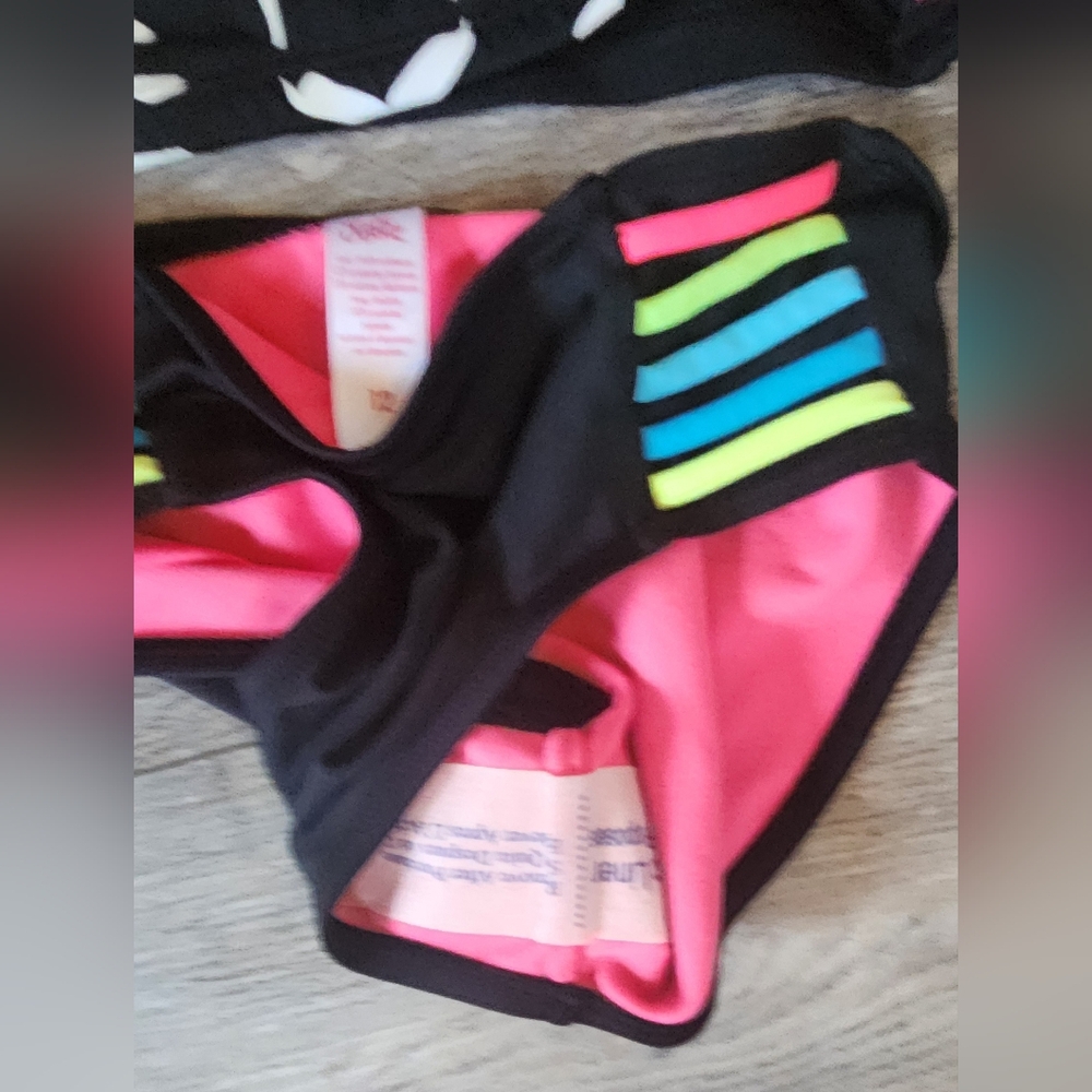 Justice Girls UPF50+ Black/Rainbow (Color Changing Tiger Print) Bikini - Picture 5 of 7